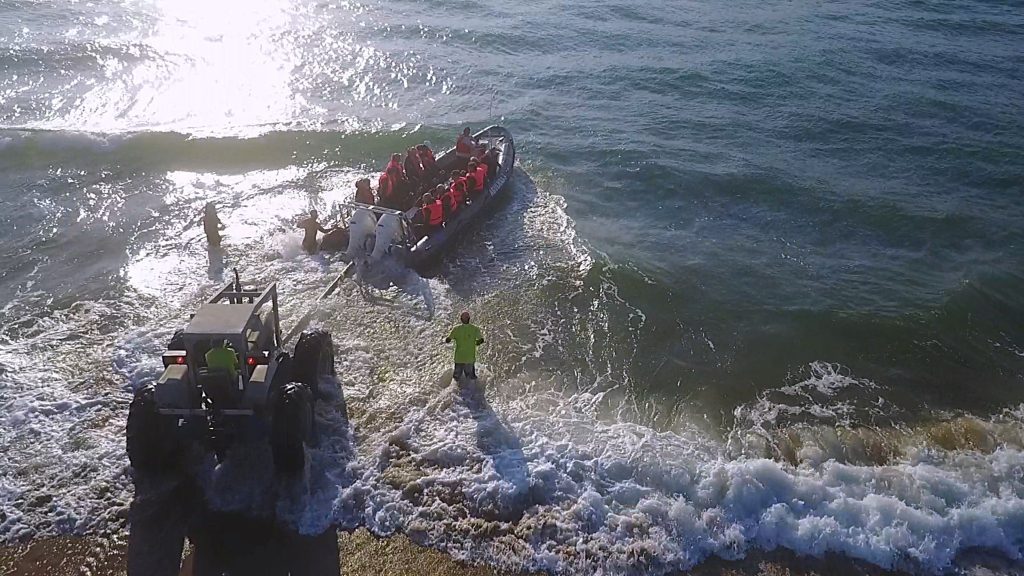 Vue du ciel de l'embarquement pour une sortie plongée